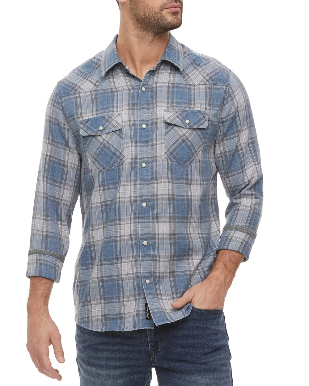 Flag & Anthem Navy/Slate Plaid Vintage Soft Shirt/11514